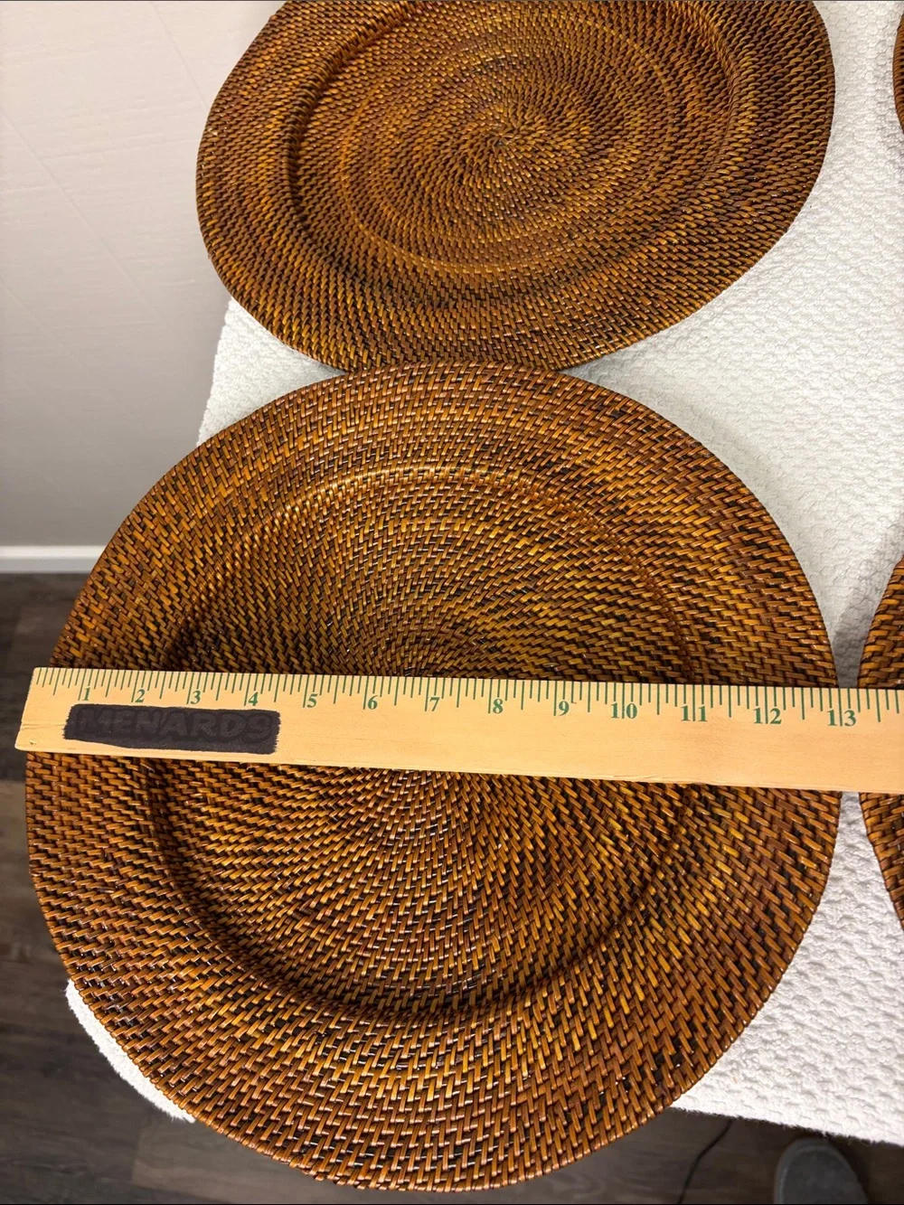 Williams Sonoma Nito Handwoven Charger Plates Set of 4 Caramel Brown 13